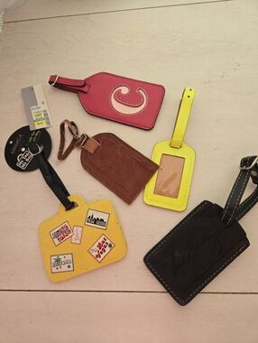 Luggage Tags Lot Of 5 Various Incl Vera Bradley Some NWT 1 Leather Fun Colors